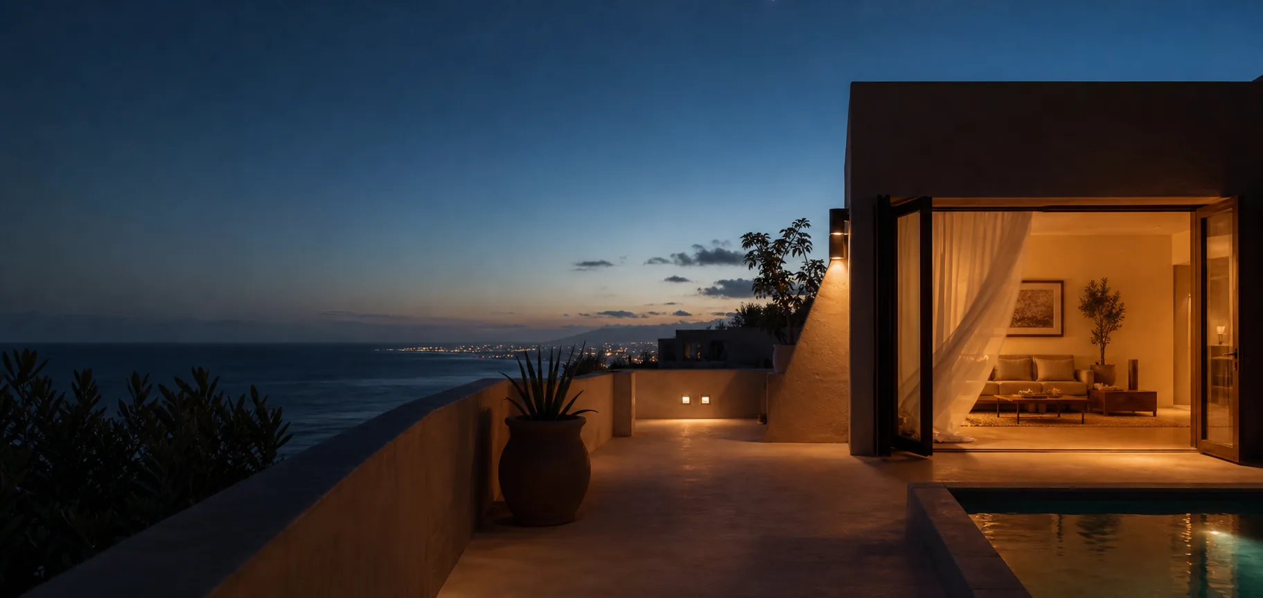The Moroccan coast at dusk